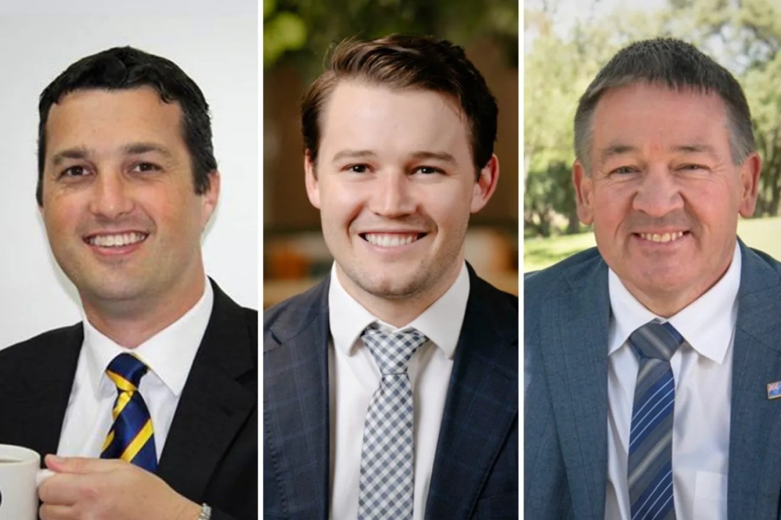 (L-R) Rikki Lambert, Tom Venning and Dean Johnson have all put their hands up for the Liberal Party in Grey. Photos: LinkedIn.