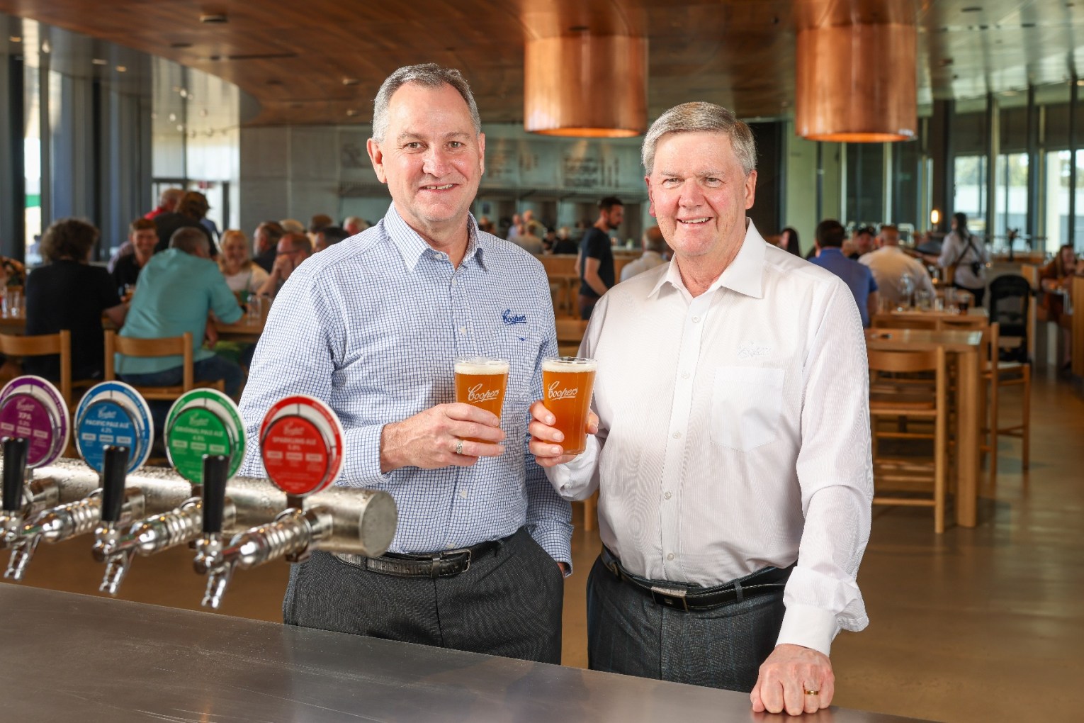 Incoming Coopers MD Michael Shearer and outgoing boss Tim Cooper. Photo: Supplied.