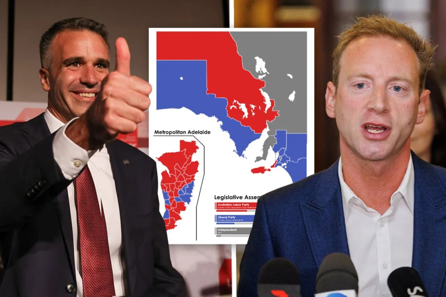 The Liberal Party has proposed changing the boundaries of 22 Lower House seats at the next state election, while Labor argues there should be "minimal disturbance" to the current map.  Photos: Tony Lewis/InDaily. Map: Wikimedia Commons