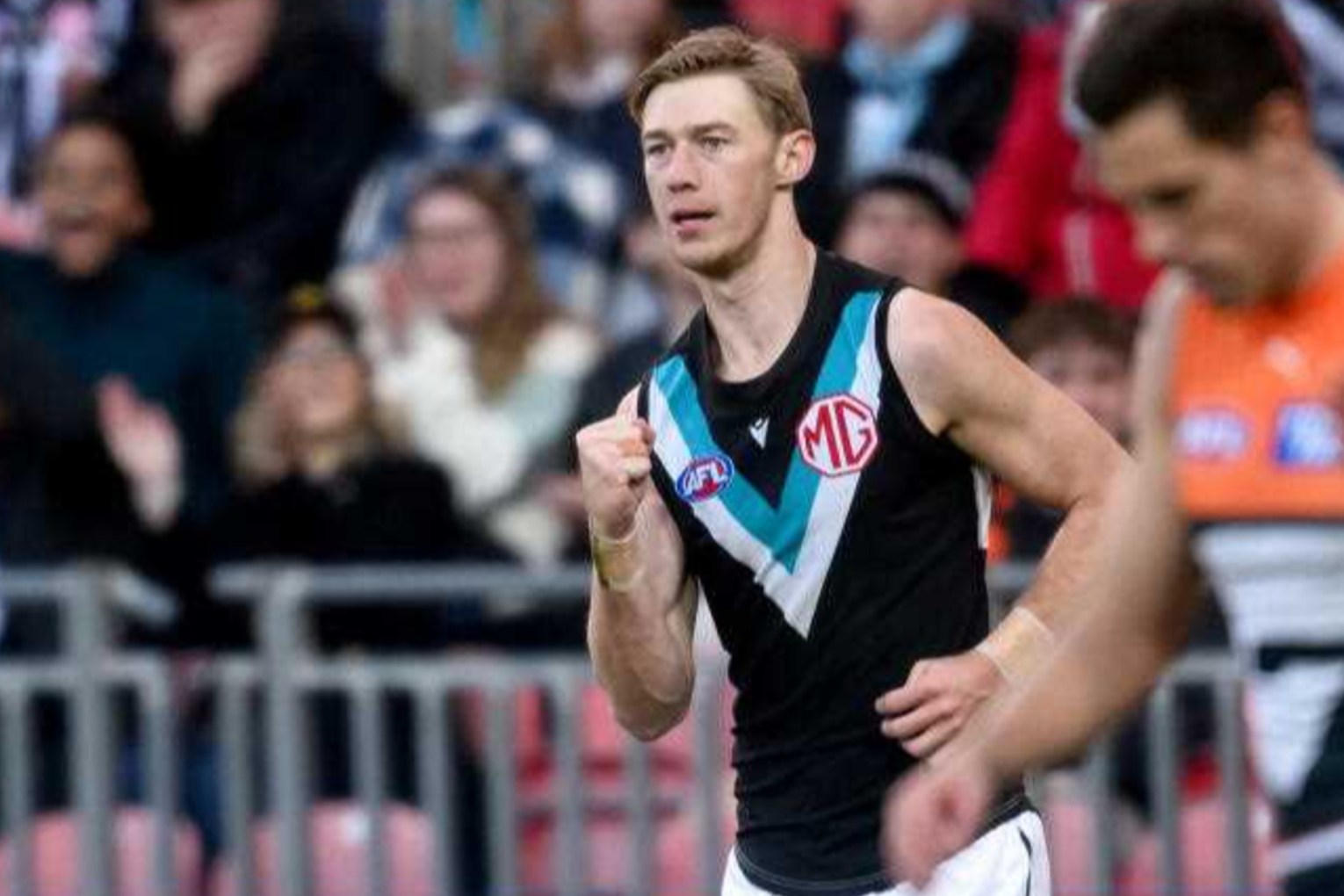 Port Adelaide forward Todd Marshall has ruptured his achilles tendon and may miss the 2025 season. Photo: Steven Markham/AAP