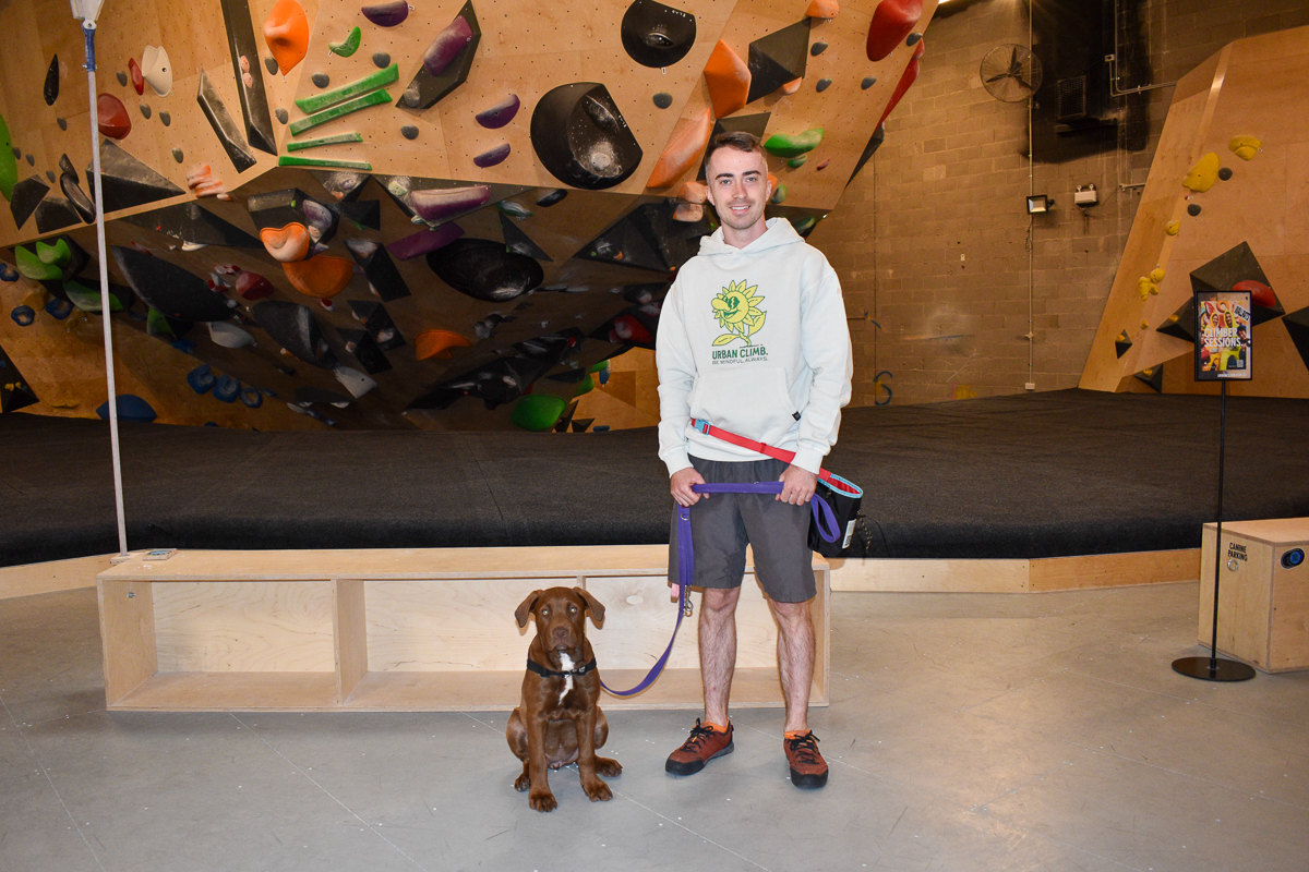 Urabn Climb Adelaide Club Manager Phil McMeel and puppy Mabel.