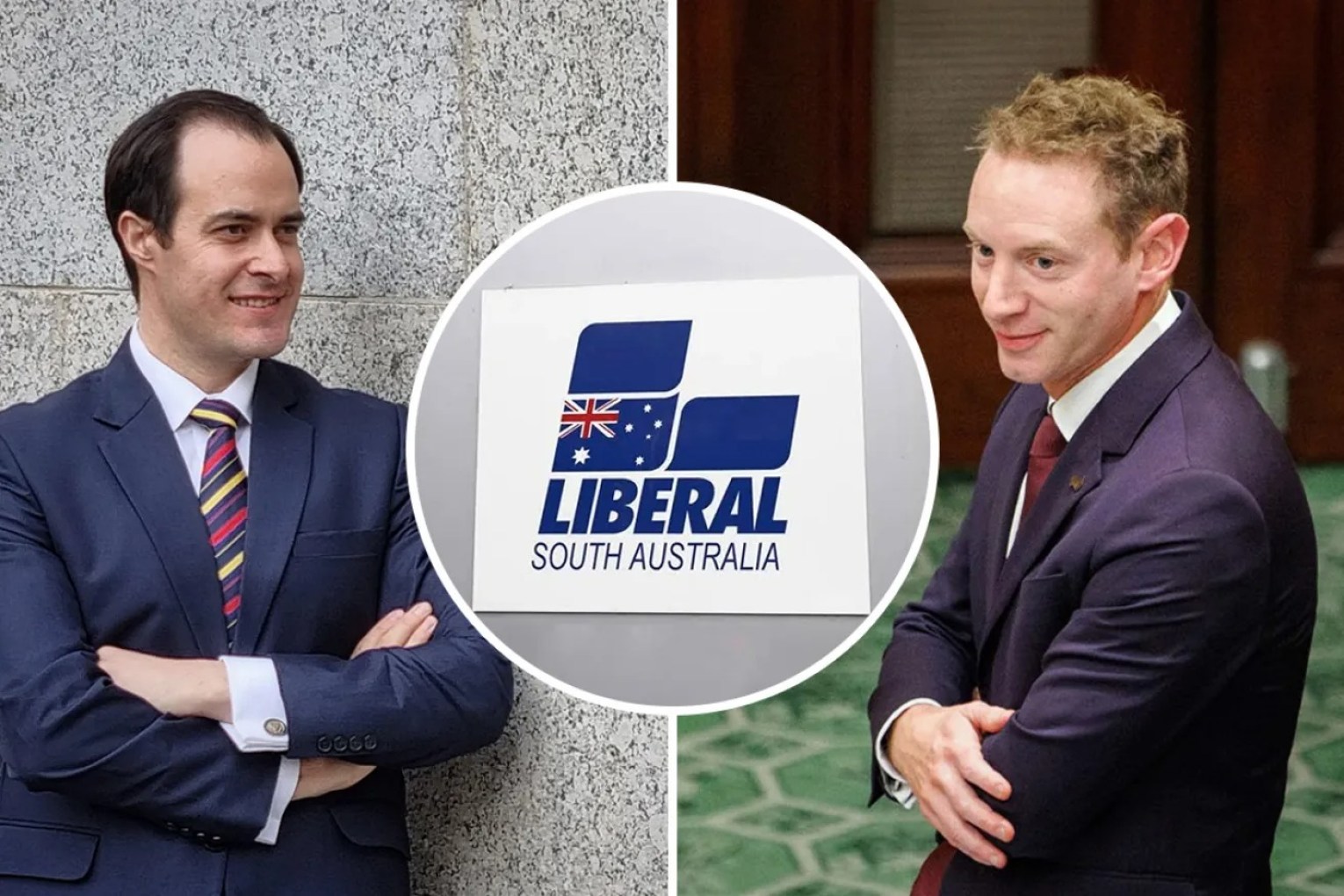 New Opposition leader Vincent Tarzia succeeded David Speirs to the Liberal Party leadership on Monday, August 12. Left photo: Thomas Kelsall/InDaily, right photo: Tony Lewis/InDaily