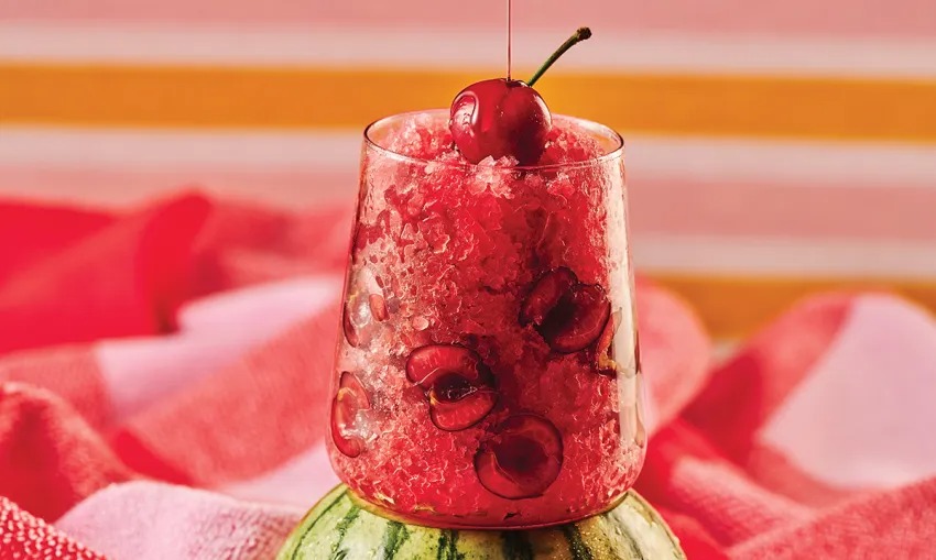 Thumbnail for Watermelon, sparkling rosé and cherry shaved ice