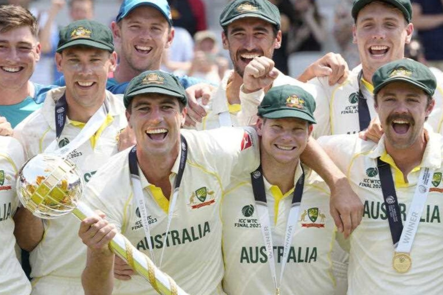 Pat Cummins, holding the ICC World Test Championship mace, wants to lift the trophy in London again. Photo: AAP