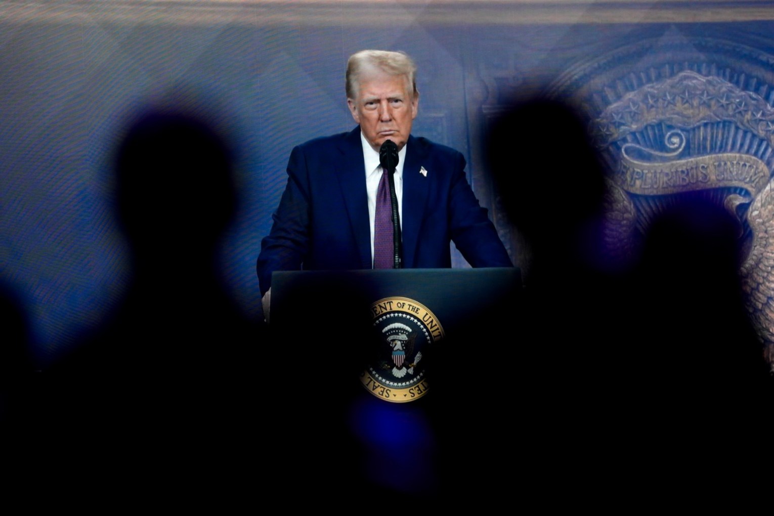 US President Donald Trump delivers a virtual address to the World Economic Forum in Davos, Switzerland. Photo: AAP.