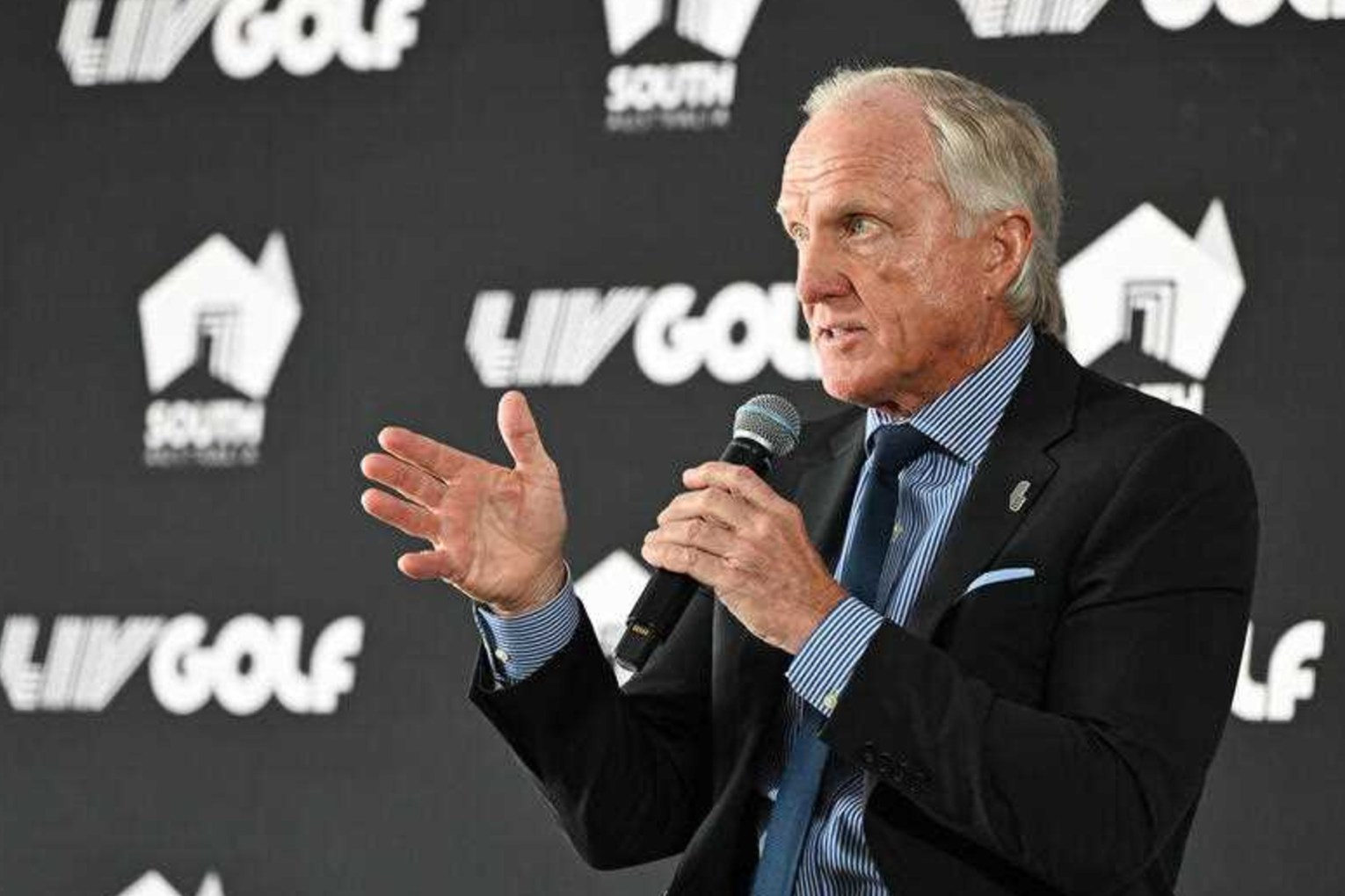 Greg Norman, soon to step down as LIV Golf chief, wants to debate Tiger Woods and Rory McIlroy. Photo: Michael Errey/AAP