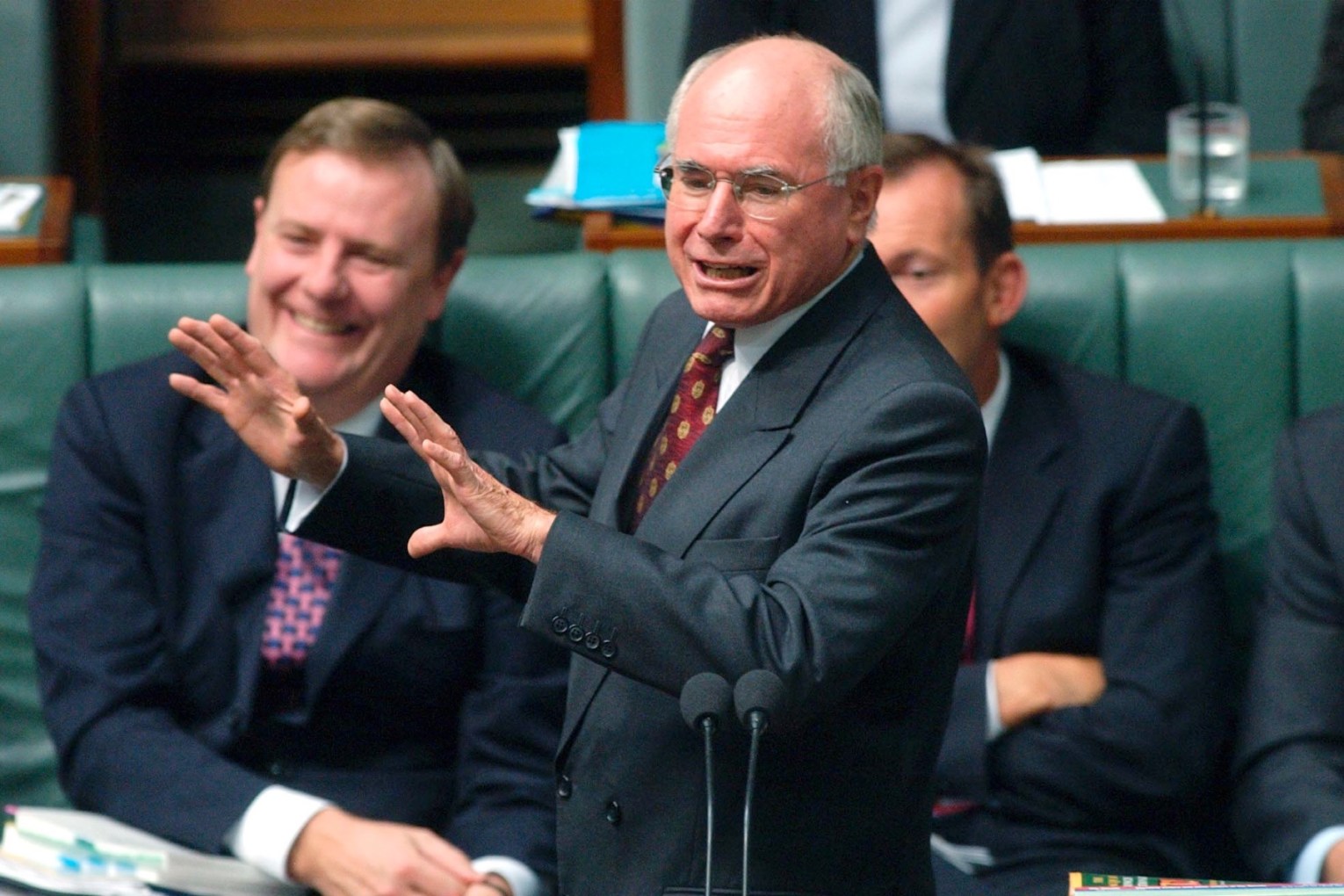 John Howard and Peter Costello confronted housing affordability and issues at the grocery checkout. Photo: AAP.