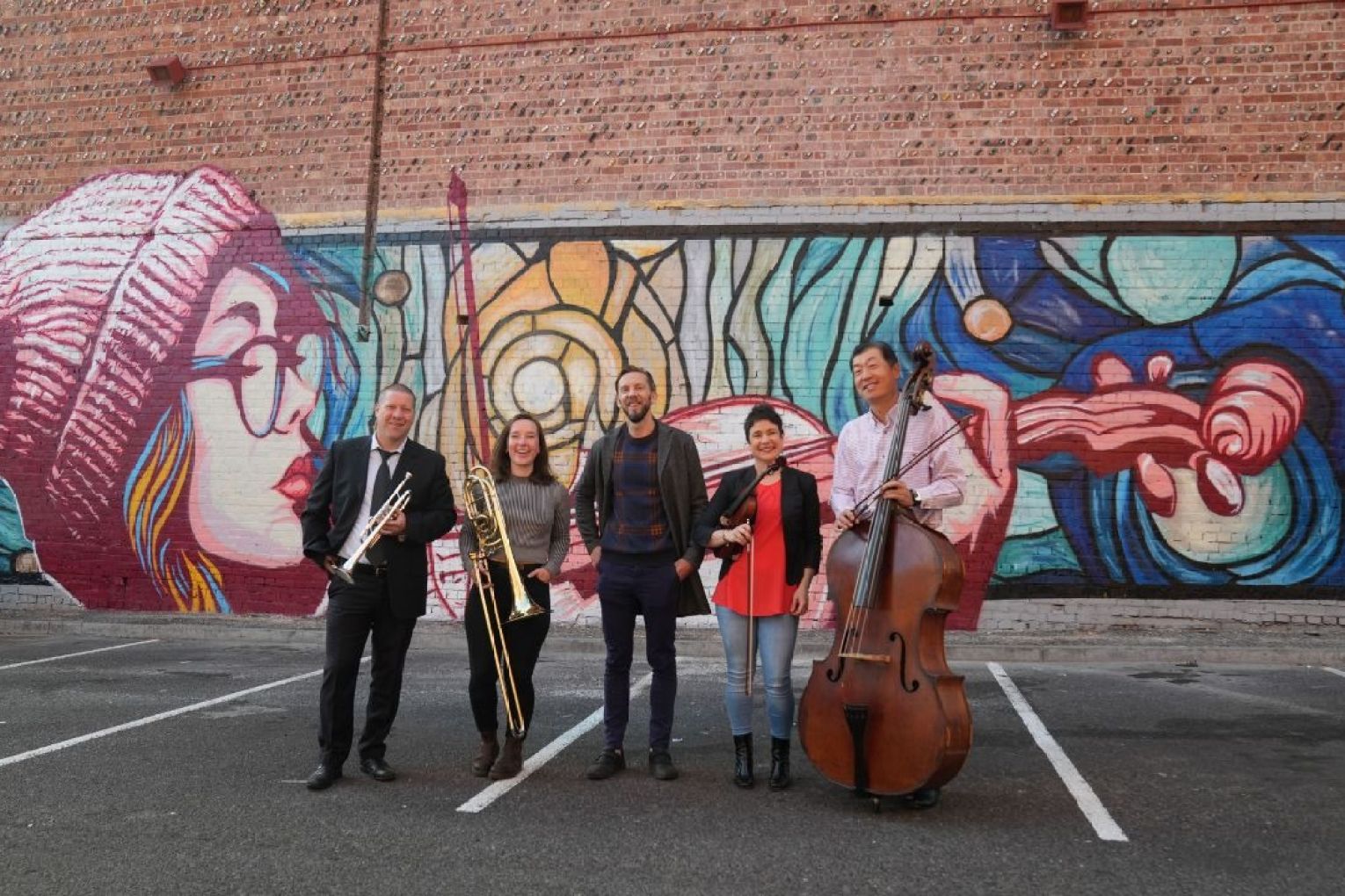 Picture: Brandon Hancock/City of Adelaide
Simeon Jones & ASO musicians, David Khafagi, Amanda Tillett, Janet Anderson, Jacky Chang