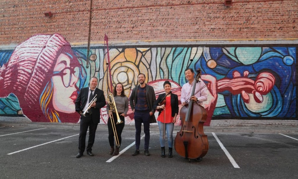 Picture: Brandon Hancock/City of Adelaide
Simeon Jones & ASO musicians, David Khafagi, Amanda Tillett, Janet Anderson, Jacky Chang