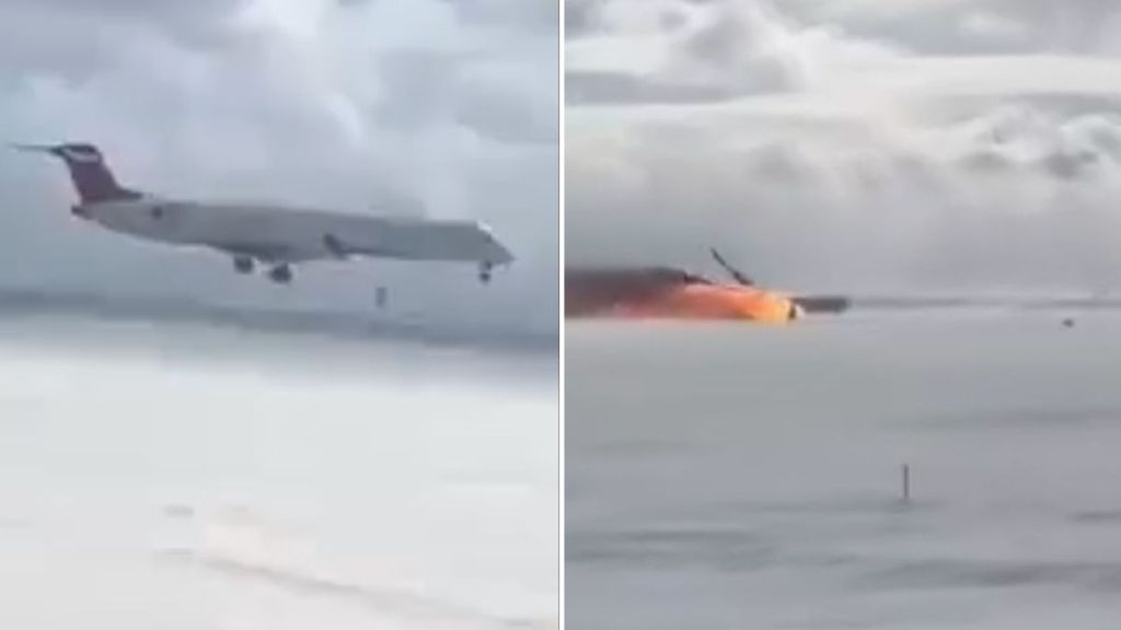 Thumbnail for Incredible footage of plane flipping in crash 