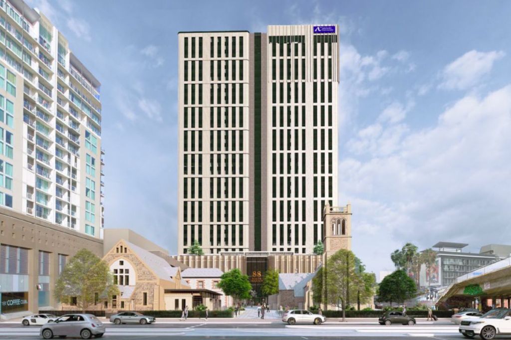 Student accomodation is the latest proposal for the Trinity Church site, which has been considered for offices or a health and medical facility in the past. Pictures: Trinity City Pty Ltd/GHD Woodhead