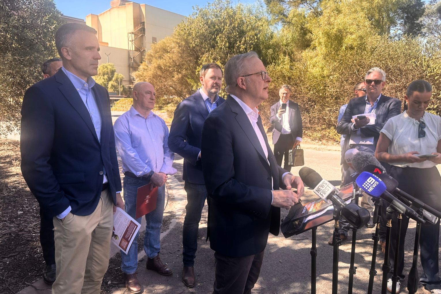 Prime Minister Anthony Albanese and Premier Peter Malinauskas announced the funding package in Whyalla on Thursday. Image: David Simmons/InDaily
