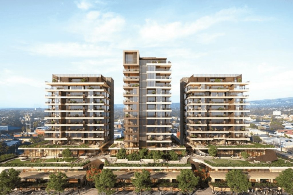 An architect’s render of Woods Bagot-designed towers at Eighty Eight O’Connell. Photo supplied.