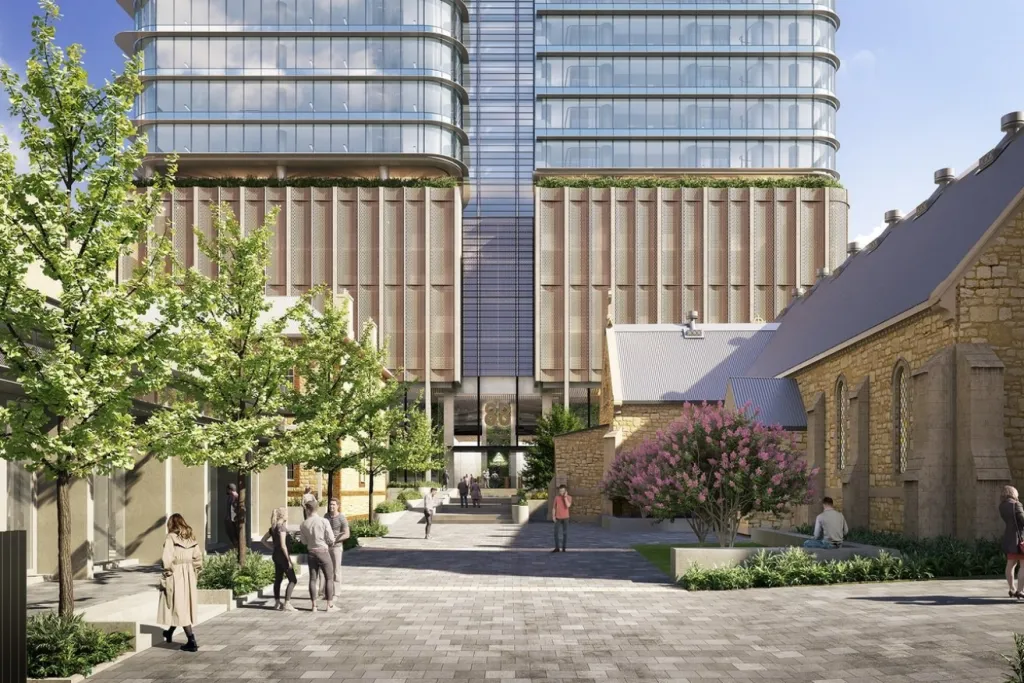 Thumbnail for New $450m office building set to tower over heritage church