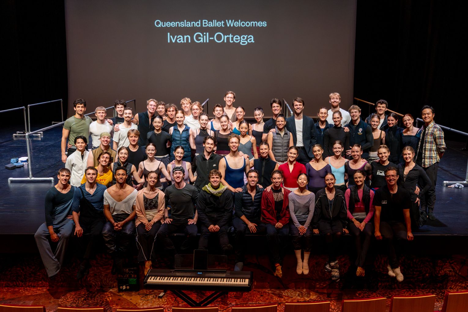Where's Wally? Or Ivan? Queensland Ballet's new artistic director Ivan Gil-Ortega meets the company as he is welcomed at the Talbot Theatre. Photo:  Jakob Perrett