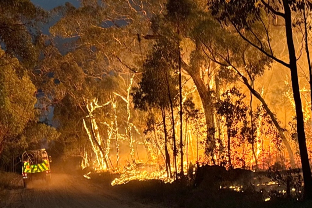 A bushfire burns in the Grampians National Park, west of Melbourne.