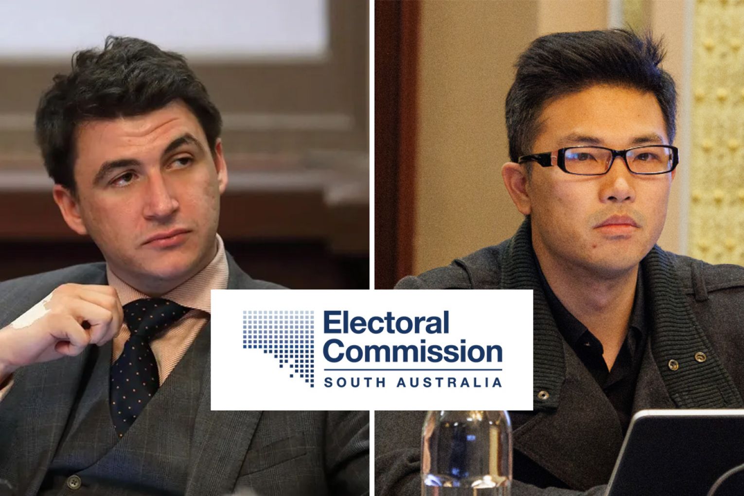After over two years of legal proceedings, lawyers for Jing Li (left) have asked the court to reopen the matter after the judgement determined "illegal practices" impacted the 2022 council election. This graphic: James Taylor/InDaily. Pictures: Tony Lewis  