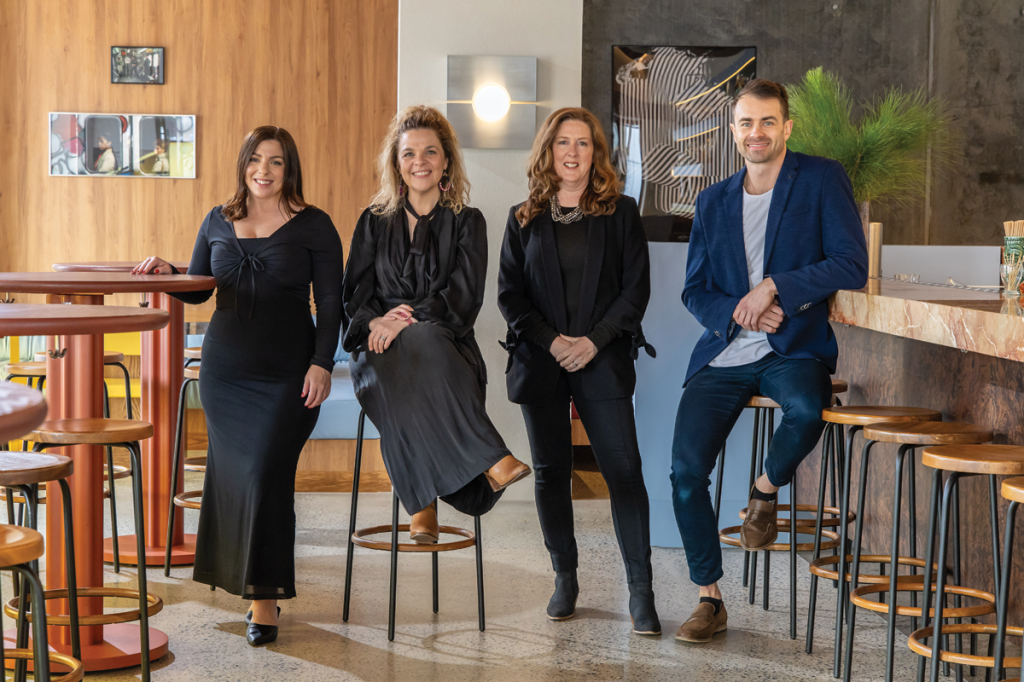 Zoe Rice, Liz Walsh, Genevieve Meegan and Ben Kelly.
Photograph location Hutt Street’s Latteria.