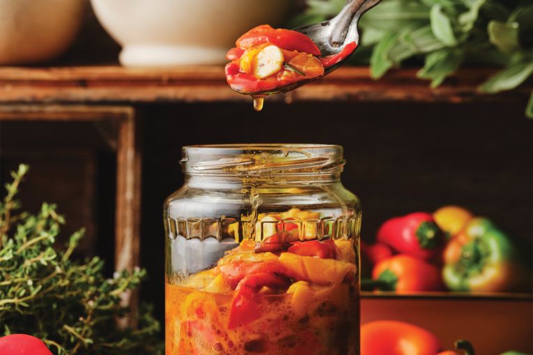 Thumbnail for Garlic and herb marinated rainbow capsicums
