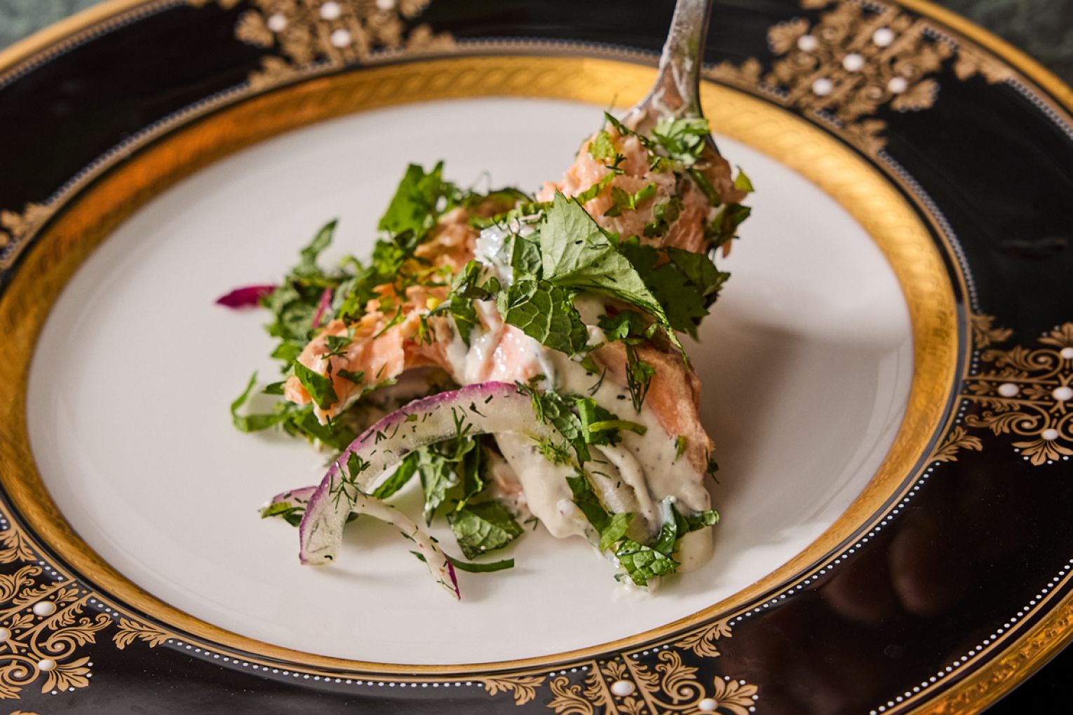 The fish course is served.
