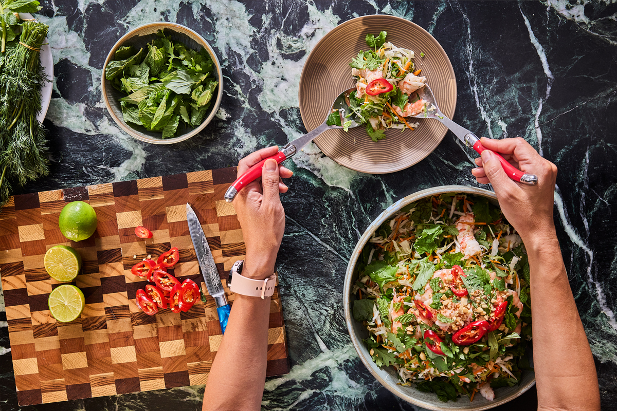 The Vietnamese prawn salad is a fresh, spicy addition to dinner – the perfect side or great on its own.