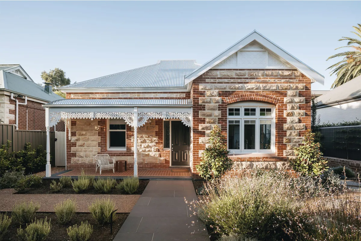 The original brickwork on the home's exterior was repointed.