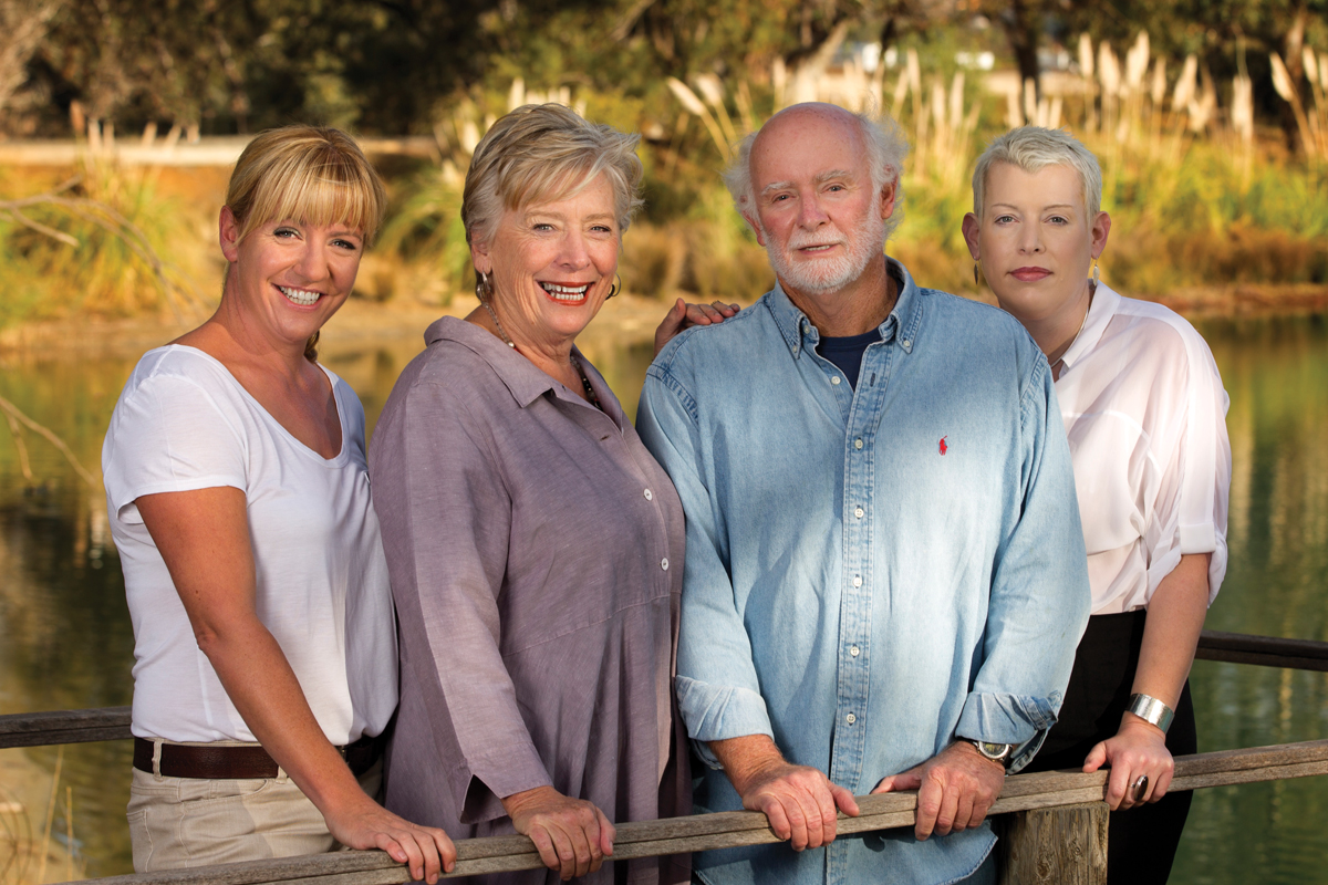 Elli, Maggie, Colin and Saskia, who sadly passed away aged just 46. The family has set up a Churchill Fellowship in Sassie’s honour.