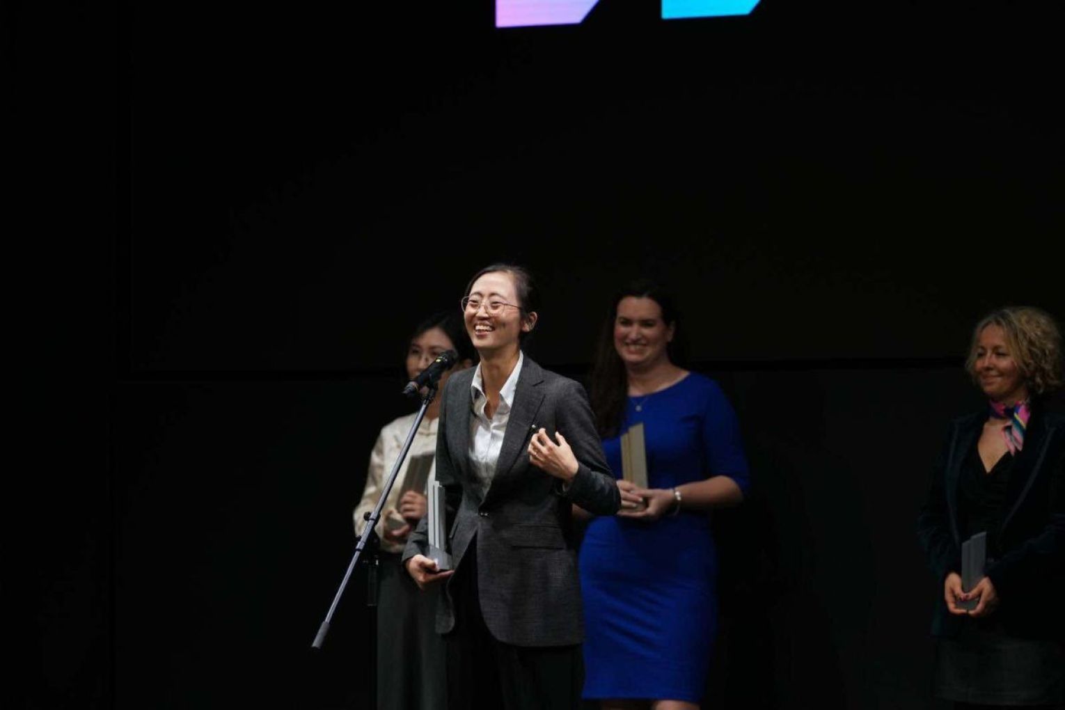 Jiawen Li accepts her award at the Sony Women in Technology Award with Nature in Tokyo. Credit: Masayuki Nakano, Sony Group Corporation