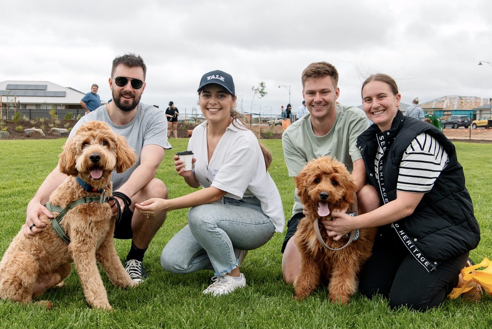 Matt Smith and Madi Tucker with Arkie and Jack Matthews and Dani Roberts with Butters