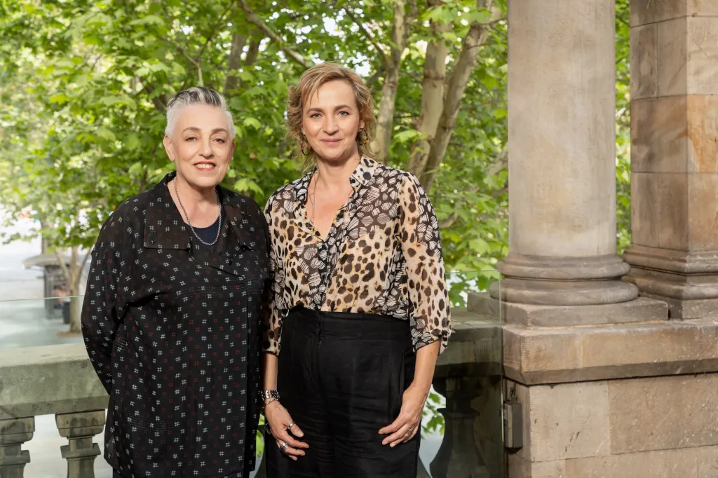 Former Adelaide Festival artistic director Ruth Mackenzie with outgoing CEO Kath Mainland. Photo: Andrew Beveridge / Supplied