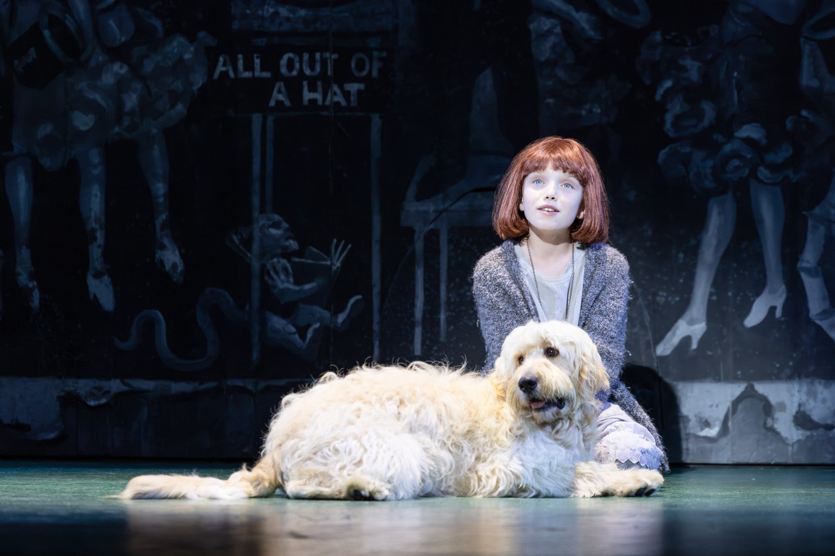 Stephanie McNamara and Sandy in the Sydney season of Annie:. Photo: Daniel Boud