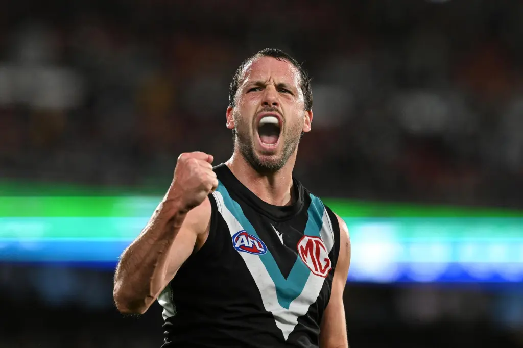 Travis Boak is set to become Port Adelaide's games record holder. Image: Michael Errey/AAP