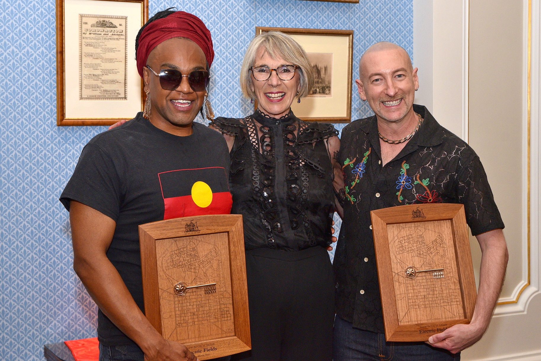 Zaachariaha Fielding, Adelaide Lord Mayor Dr Jane Lomax-Smith and Michael Ross