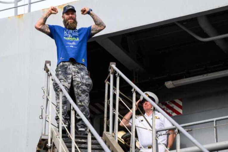 Thumbnail for Rescued rower ‘in awe’ after emotional return to land