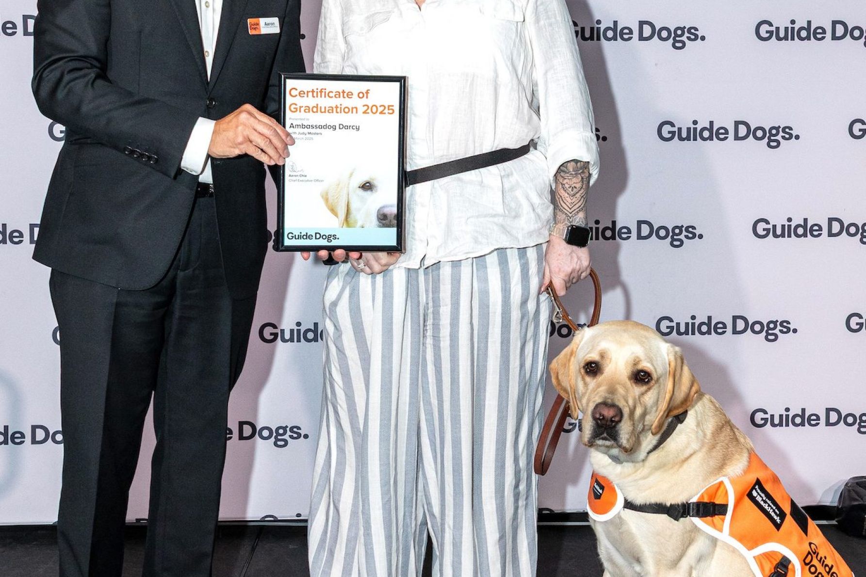 Aaron Chia and Judy Masters with Darcy