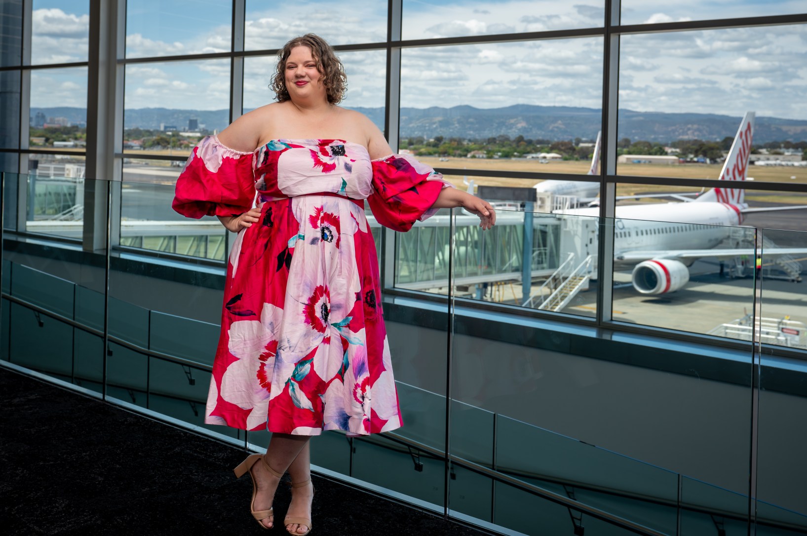 Opera of SA take over of the food court at Adelaide Airport for World Opera Day. Photo: Naomi Jellicoe