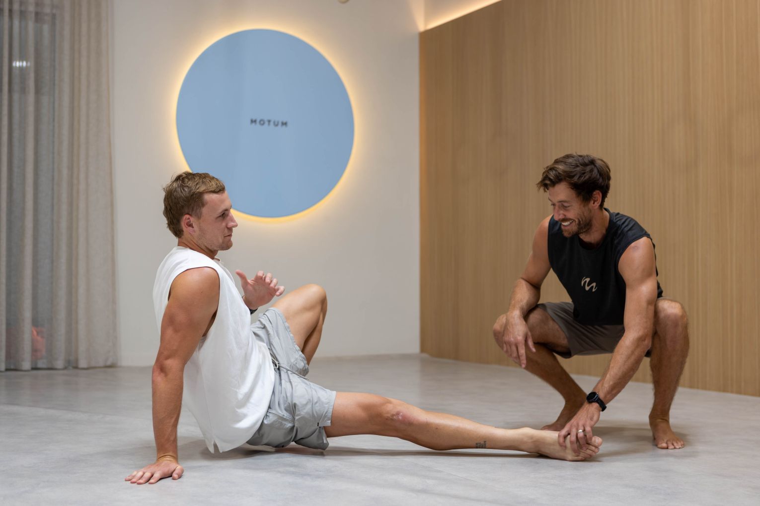 Jordan Dawson with MOTUM founder Matthew Heavyside. Photo: Pierce Stephens