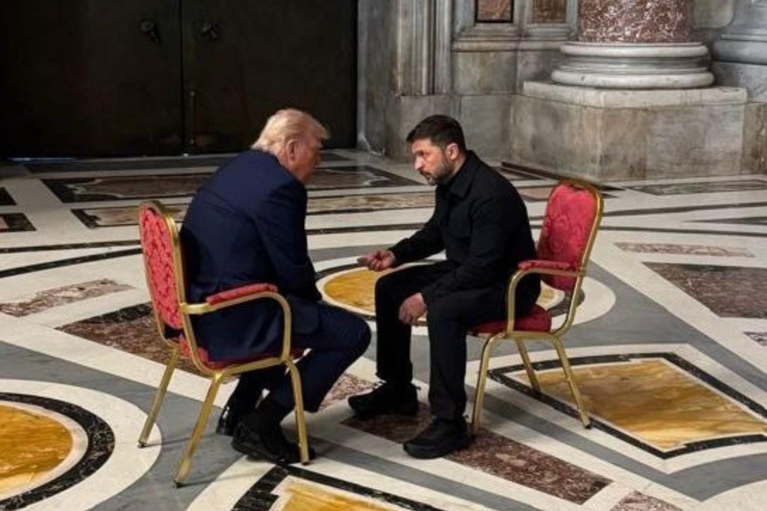 US President Donald Trump and Ukrainian leader Volodymyr Zelensky had a one-on-one meeting on the sidelines of Pope Francis’s funeral at the Vatican. Image: X