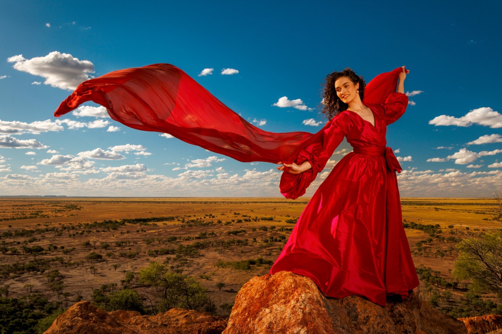 Queensland First Nations soprano Nina Korbe is one of the stars of this year's Festival of Outback Opera. Photo: Glenn Hunt