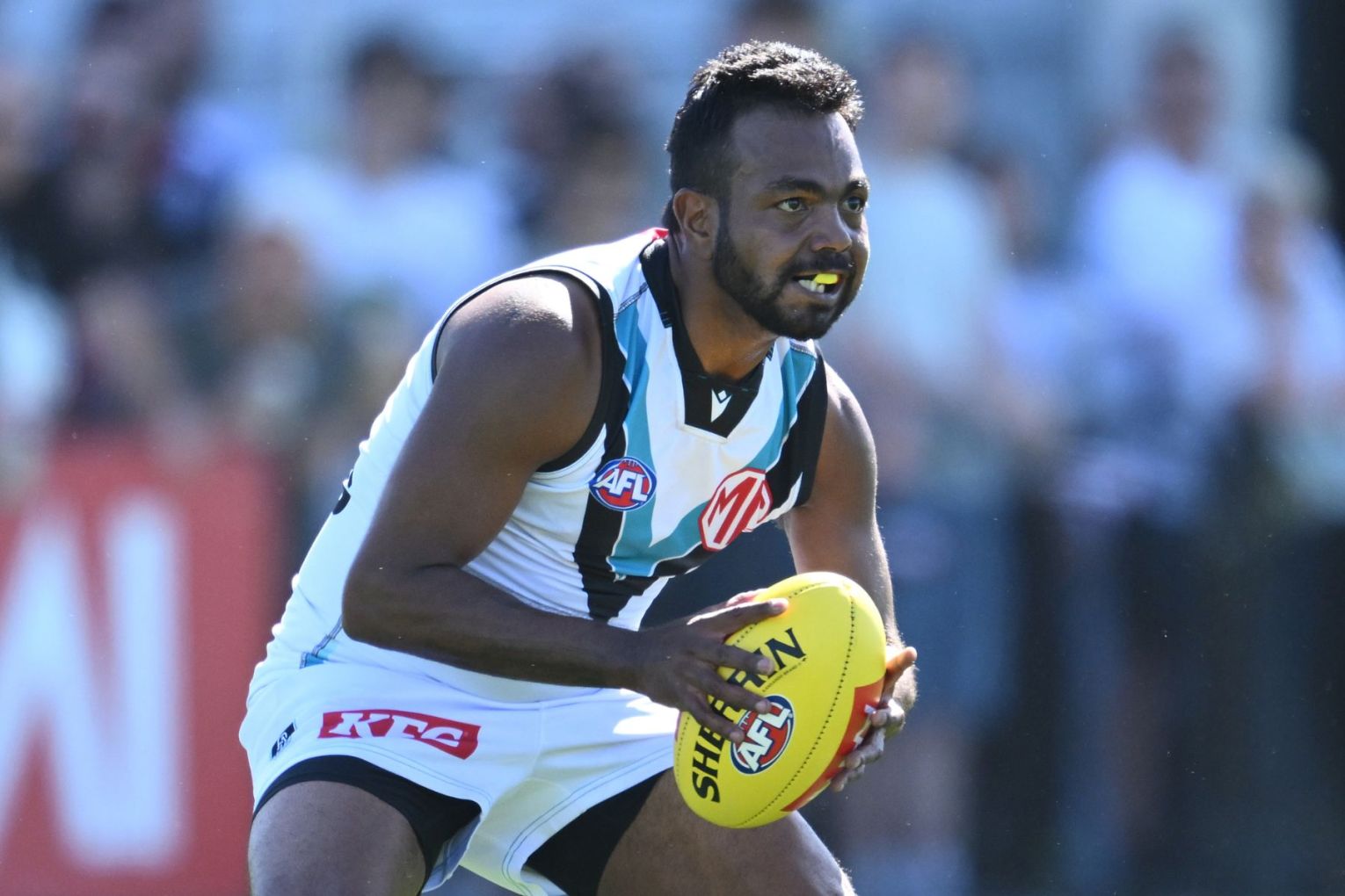 Port Adelaide forward Willie Rioli is in line for an AFL return after his one-week suspension. Image: Matt Turner/AAP