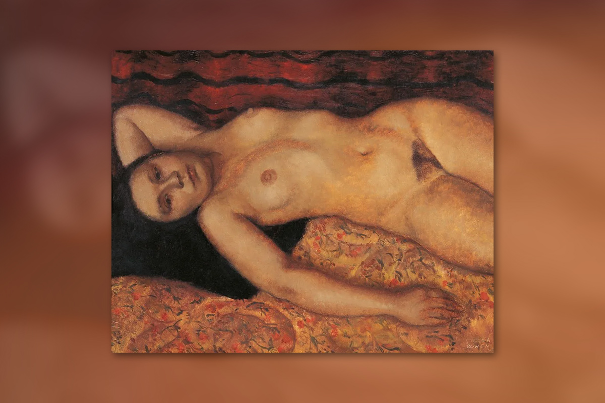 Stella Bowen, born Adelaide 1893, died London 1947, Reclining nude, 1927, Paris, oil on wood panel, 32.6 × 41.0 cm; Gift of Suzanne Brookman, the artist’s niece, through the Art Gallery of South Australia