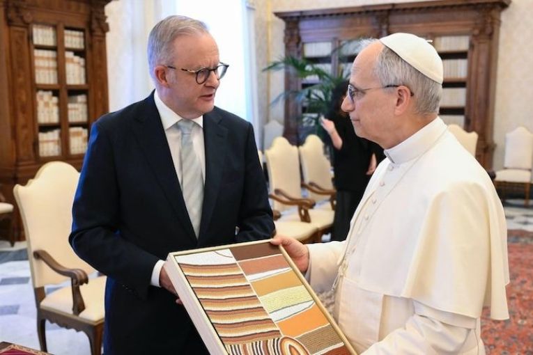 Thumbnail for ‘So proud’: Pope Leo XIV gifted painting by Ngarrindjeri artist