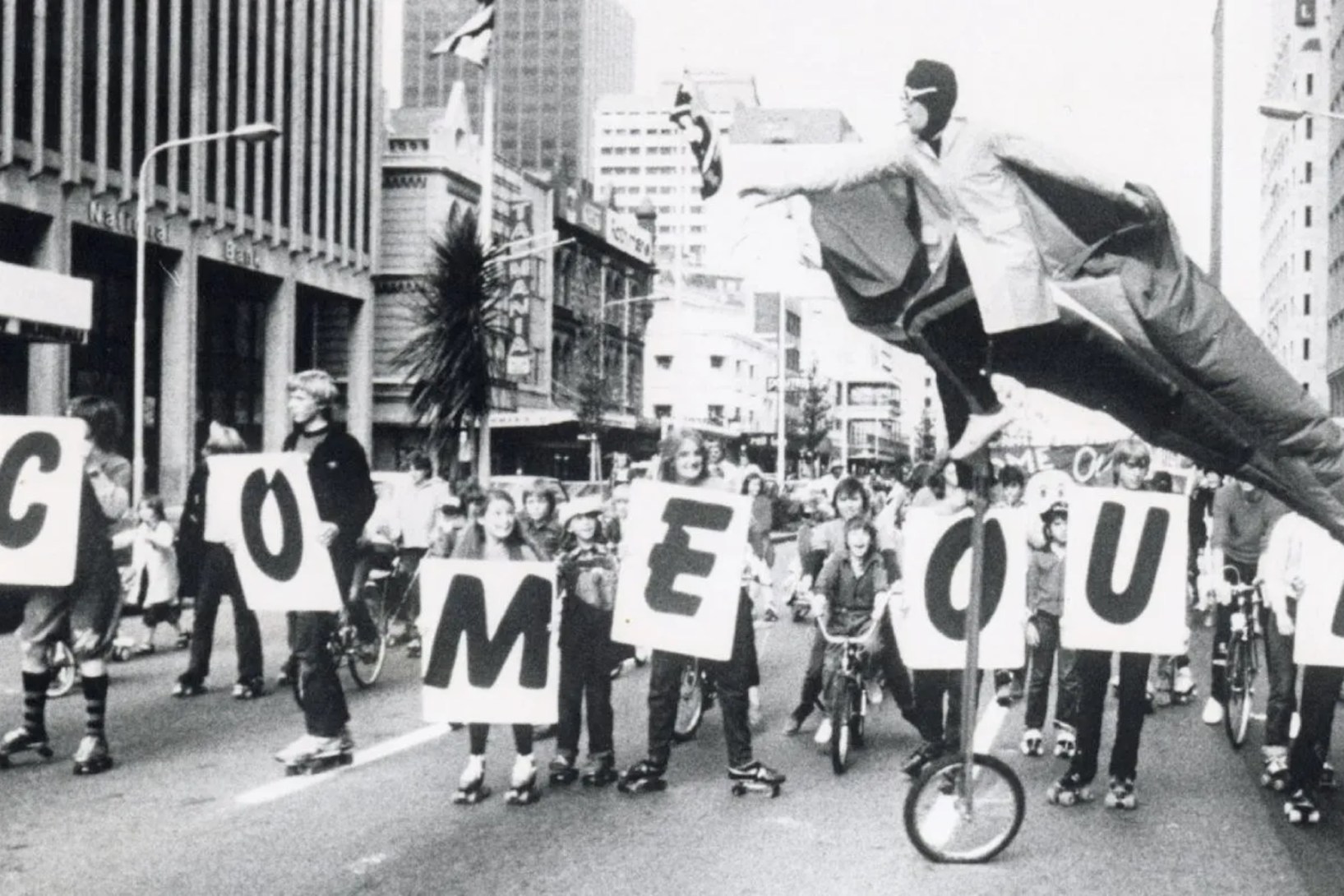 The Come Out Parade in 1981 held in the CBD. Photo: Adrian Adams, Performing Arts Collection, Adelaide Festival Centre