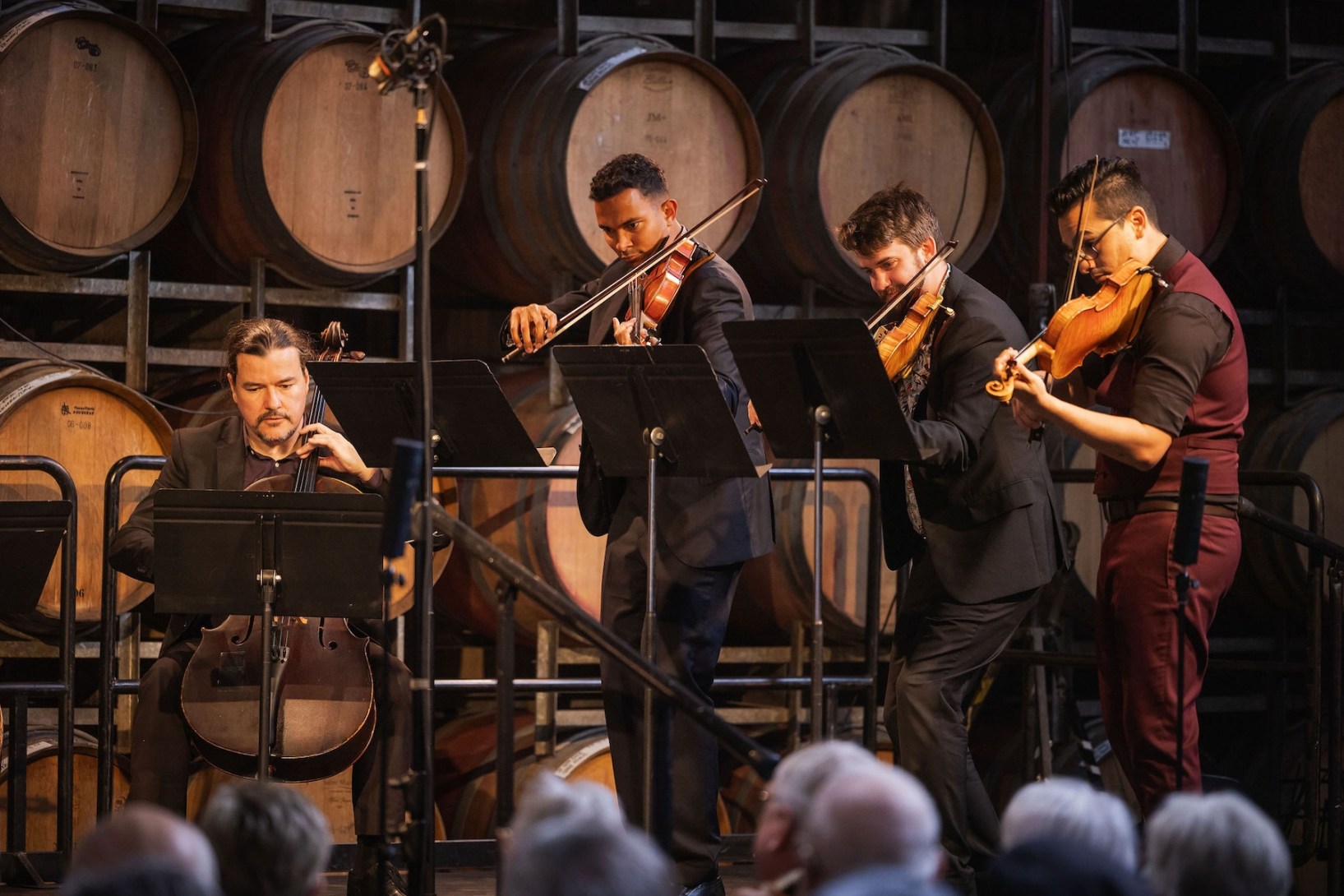 Simon Cobcroft (left) performs alongside Martin Alexander, Glenn Christen and David Dalseno at the 2024 Coriole Music Festival. Photo: Jamois / Supplied