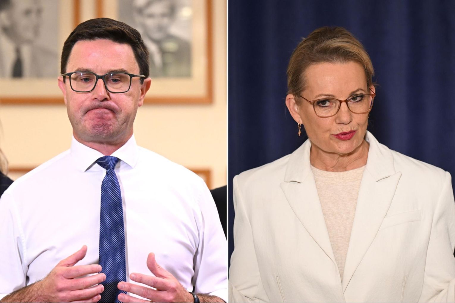 David Littleproud and Sussan Ley appear headed for an agreement on a political reunion. Image: Lukas Coch/AAP