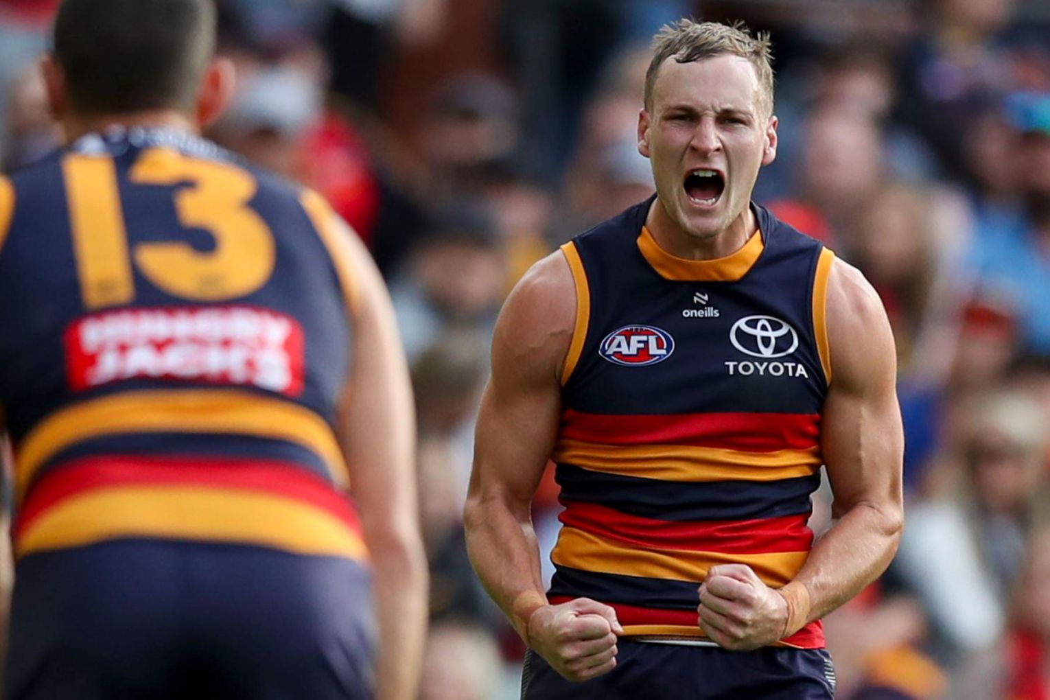 Adelaide's Jordan Dawson is bracing for a fired-up Port Adelaide in Showdown 57. Image: Matt Turner/AAP