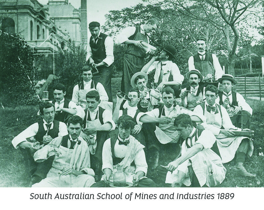 Who knew great grandpa had such a great sense of humour? The SA School of Mines and Industries ham it up in 1889. Photo: Supplied