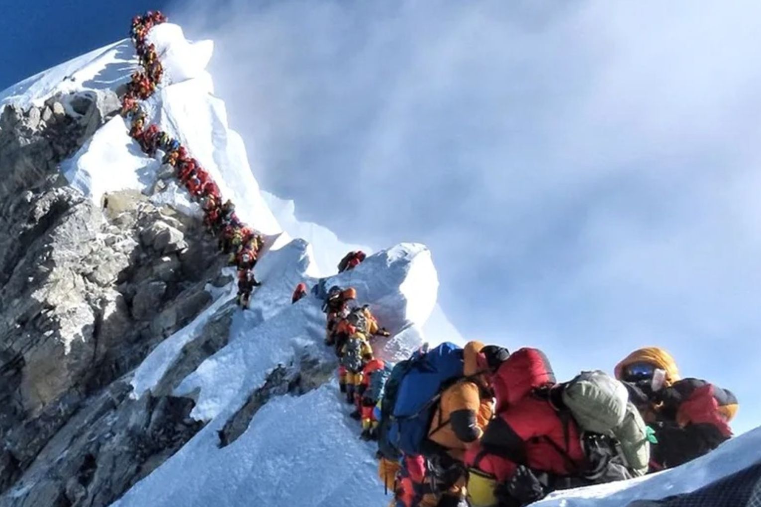 Overcrowding has become a serious issue at the summit of Mount Everest.