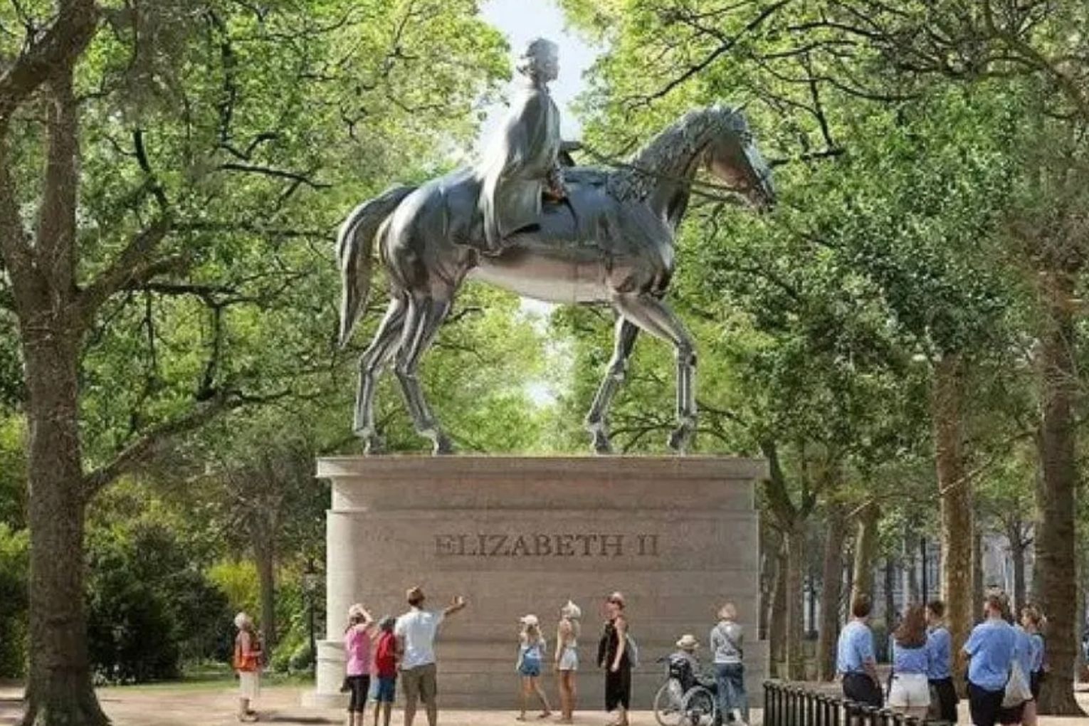 Three of the five proposals feature the Queen on a horse, Photo: Foster + Partners
