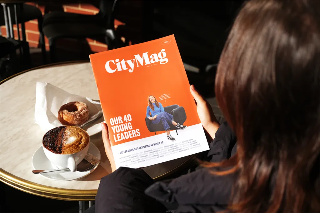 Our Inspiring Female Leader, Amber Brock-Fabel, graces the cover of CityMag, designed by our lead graphic designer, Jayde Vandborg. This picture: Claudia Dichiera. 